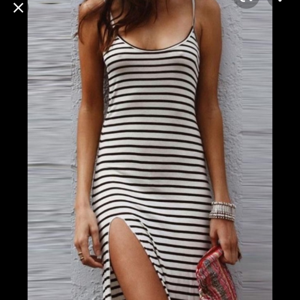 Blue life maxi dress with high leg slit